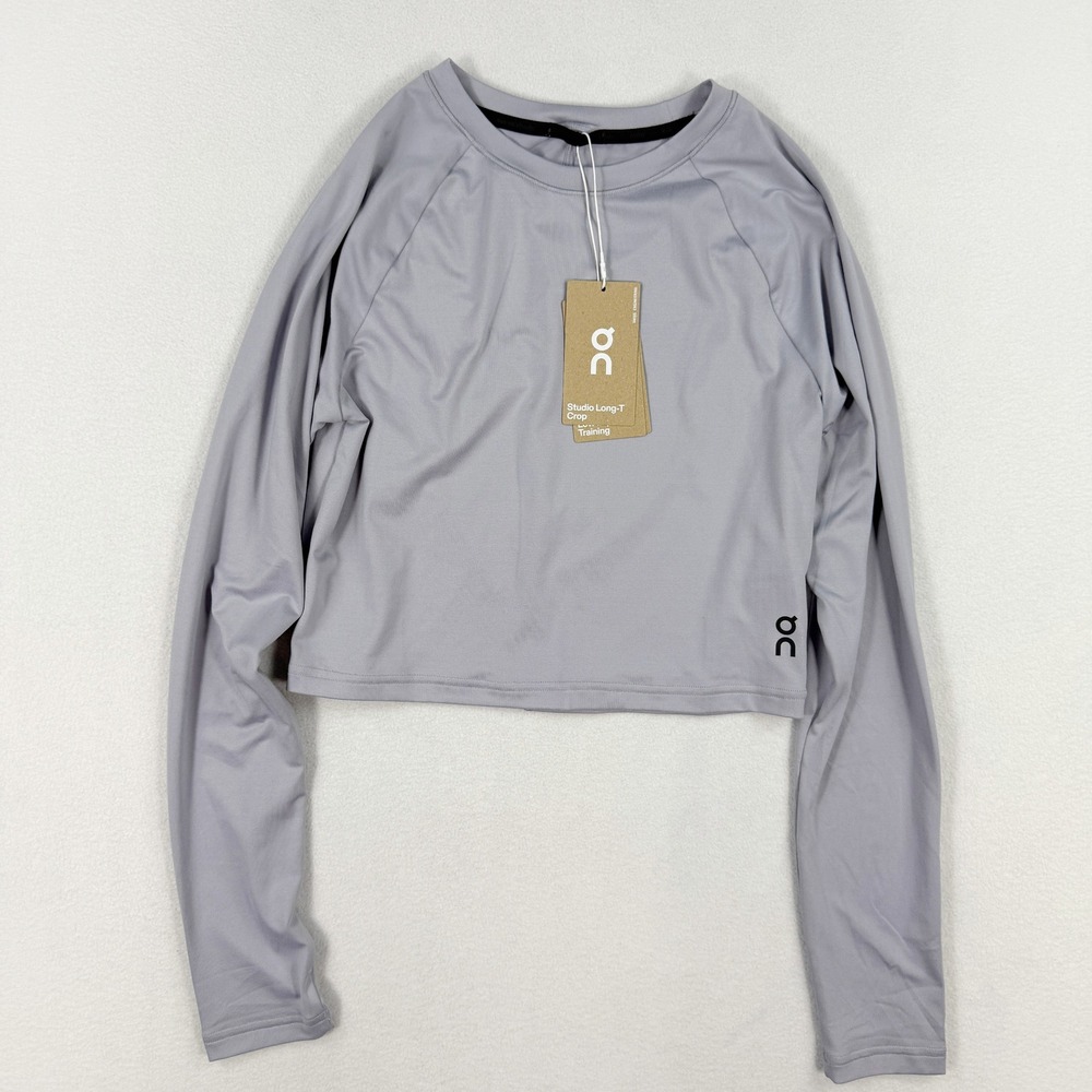 On Studio Long Sleeve Crop Top Size M Womens Lilac Workout Gym- NEW